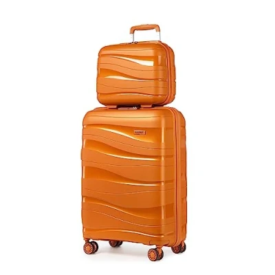 Imagen de Kono Juego de 2 Maletas, Maletas Viaje Cabina, Mano con Cerradura TSA, Equipaje Ligeras, Resistentes(Naranja)