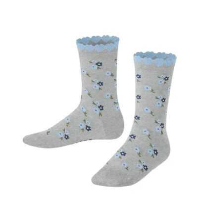 Imagen de FALKE Ditsy Flowers K SO algodón estampado 1 par, Calcetines Unisex niños, Gris (Lt. Heather 3223) nuevo ecológico, 31 34