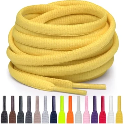 Imagen de Miscly Cordones Atléticos Ovalados Disponibles en Múltiples Longitudes y Colores (Amarillo, 137 cm)
