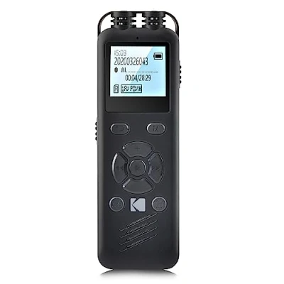 Imagen de KODAK High Intensity VRC250 Grabadora de Voz Digital Mini dictáfono Recargable Activado por con batería Litio y MP3 Dispositivo Escucha