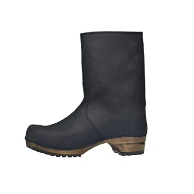 Imagen de Sanita Risotto Producto Artesanal Original Botas de Madera y Cuero para Mujer Materiales sostenibles Negro 38 EU