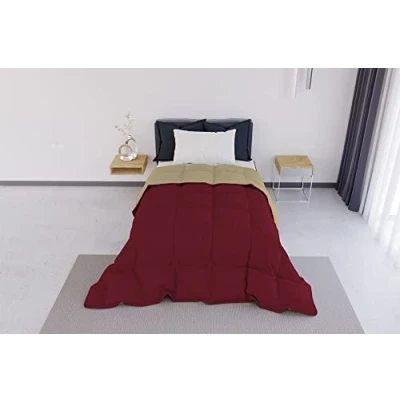 Imagen de Italian Bed Linen Elegant Colcha de Invierno, Borgoña/Crema, 220x260 cm