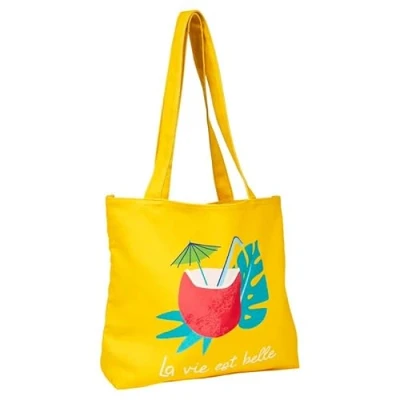 Imagen de Draeger Tote Bag La vie est belle Bolsa ligera, resistente y ultra suave Interior amplio 100% algodón Correas resistentes cómodas reutilizable