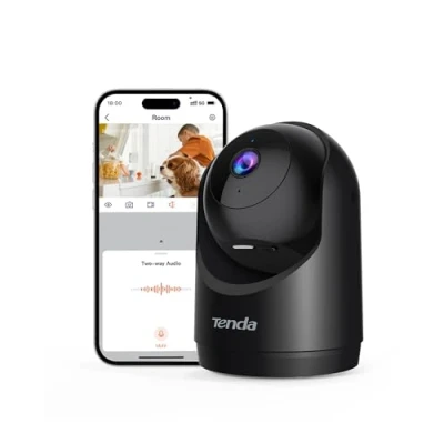 Imagen de Tenda Cámara WiFi Vigilancia Interior 2K FHD Cámaras de Seguridad Domo 360, Visión Nocturna, Detección Movimiento, Control Remoto,Audio Bidireccional, Camara para Mascota,CP3V3.0 Negro
