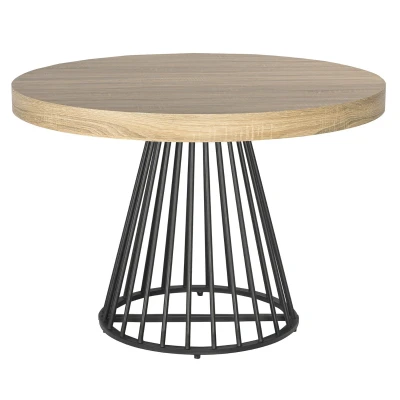 Imagen de Mesa redonda extensible Grivery efecto roble claro patas negras Menzzo