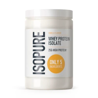 Imagen de Isopure Proteína de Suero Isolada Sabor Vainilla en Polvo, Alta Proteínas con 25 g por Ración, Baja Azúcar, Sin Aromas ni Edulcorantes Artificiales, Solo 5 Ingredientes, 450