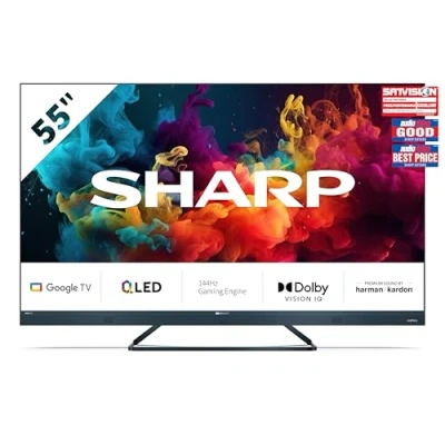 Imagen de Sharp QLED 144Hz 55FQ5EG Google TV de 55&quot; (4K Ultra HD, 4X HDMI 2.1, 2X USB, Bluetooth), Dolby Vision IQ, Assistant, Chromecast, Altavoces Premium Harman 2x15W, Aluminio Gris Antracita