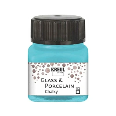 Imagen de KREUL 16638 vidrio y Porcelana Chalky Ice Mint, 20 ml vidrio, suave pintura mate al agua para porcelana, de secado rápido, opaca