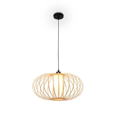 Imagen de BRILONER lámpara colgante de bambú, techo para el salón, madera, Boho, casquillo E27, 40 cm