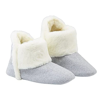 Imagen de DUNLOP Zapatillas Casa Mujer Altas, Pantuflas Forro Polar Suave, Bota con Suela Antideslizante, Regalos Para y Chica Adolescente (39 EU, Gris, numeric_39)