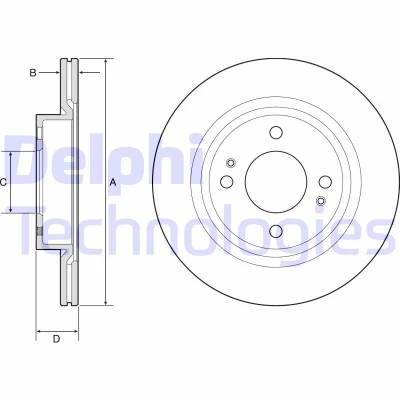 Imagen de DELPHI BG4830C Disco de freno 251 17 4 ventilado revestido sin procesar cojinete rueda, anillo sensor ABS