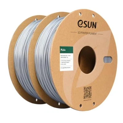 Imagen de eSUN Filamento PLA+ 1.75mm, Mejorado Tenacidad Impresora 3D PLA Plus, Precisión Dimensional +/ 0.03mm, 1KG por Carrete, 2 Carretes para Impresoras, Plata y