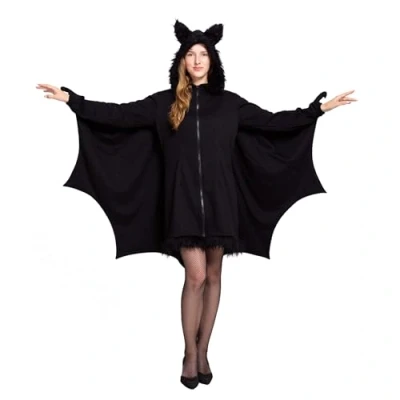 Imagen de Spooktacular Creations Disfraz de murciélago Negro con Capucha y Cierre para Halloween Adultos (XXL)