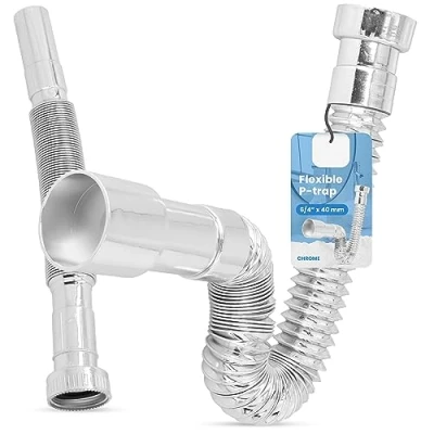 Imagen de Sifon Lavabo Extensible 6/4 x 40 mm Tubo Desague Flexible Cocina Ajustable Cromado