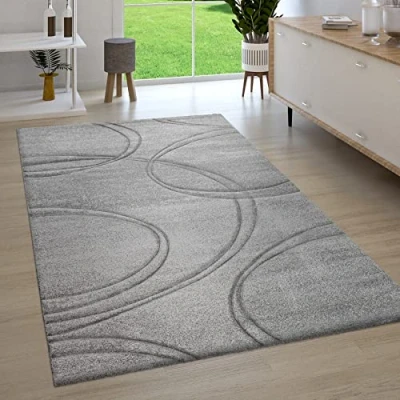 Imagen de Alfombra Salón Pelo Corto Efecto 3D Perfil Contorneado A Mano Moderna Monocolor, tamaño:60x110 cm, Color:Gris