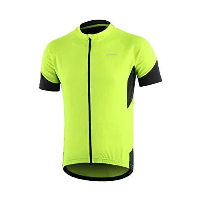 Imagen de BERGRISAR Maillot básico de ciclismo para hombre, manga corta, bicicleta montaña, con bolsillos cremallera, Verde, XX Large