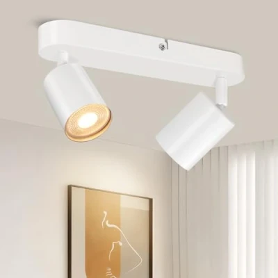 Imagen de TaFiCo Lampara Foco Techo LED 2 Focos Lámpara de Interior Blanco GU10 Moderno Orientable Para el Salón Dormitorio Cocina Sin Bombilla