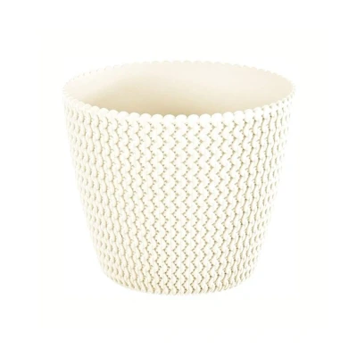 Imagen de Maceta redonda 5L Prosperplast Splofy de plastico en color crema, Ø21,8 x 18,4 cm