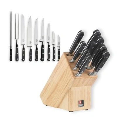 Imagen de RICHARDSON SHEFFIELD V SABATIER Bloque Juego Verduras, deshuesar, Cuchillo de Chef, Tenedor trinchar, Afilado, etc Plástico Cromo molibdeno vanadio, Madera Acero Inoxidable, Multicolor, talla única