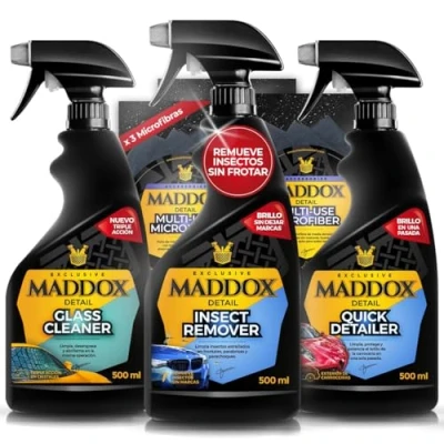 Imagen de Maddox Detail Kit Superior de Cuidado Automotriz para Limpieza y Protección Total Insect Remover, Glass Cleaner, Quick Detailer Finish Microfiber.