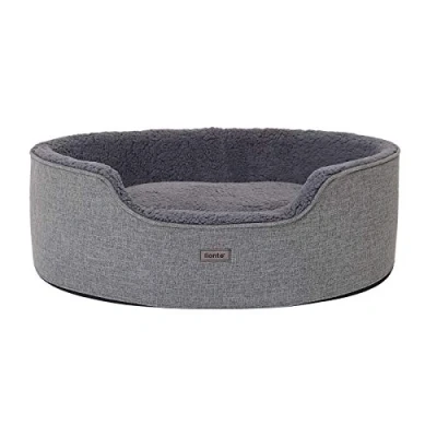 Imagen de lionto Cama Perro con cojín Reversible Gatos Cuna de Felpa, (M) 83x63 cm Gris