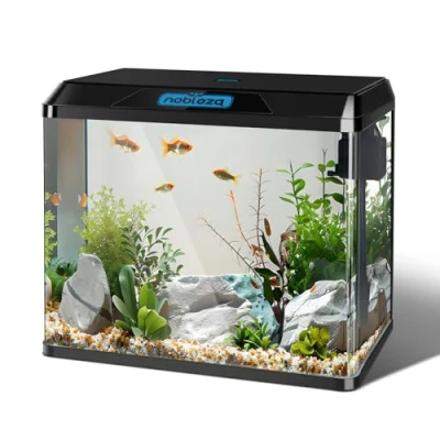 Imagen de Nobleza 54L Acuarios y Peceras Completas, de Cristal con Sistema Filtrado Integrado e Iluminación LED, Iniciación, Negro