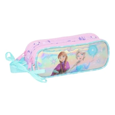 Imagen de Safta Frozen Cool Days Portatodo Doble Niño, Estuche Infantil, Ideal para Niños en Edad Escolar, Cómodo y Versátil, Calidad Resistencia, 21x6x8 cm, Color Violeta/Celeste