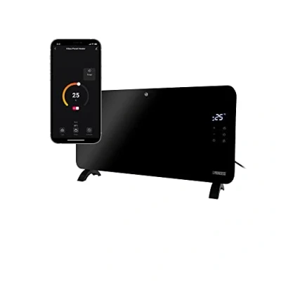 Imagen de Princess 348150 Calefactor con panel de cristal Smart, controlado por app, Control Manual, Smartphone o Voz, App Gratuita 1500 W, negro