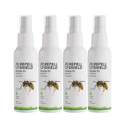 Imagen de RepellShield® Spray Repelente Avispas Exterior e Interior 4x100ml Ahuyentador Natural para Piscina, Jardín, Terraza, Hogar Alternativa a Insecticida