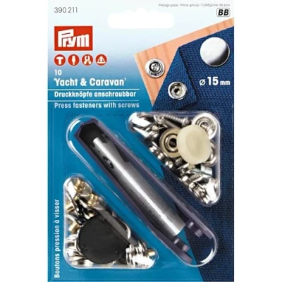 Imagen de Prym Tienda Frontal Non Sew Press Fasteners, Silver, 15 mm