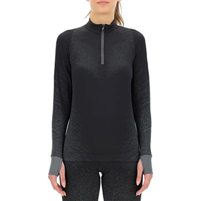 Imagen de UYN Running EXCELERATION Long SL.Zip UP T Shirt, Women&#039;s, Nube Negra, XL