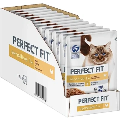 Imagen de Sensitive 1+ Alimentos para Gatos sensibles a Partir de 1 año Pollo en Salsa Sin Trigo ni Soja Apoya la digestión Bolsas porciones (12 x 85 g)