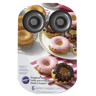 Imagen de Wilton 03 3115 Molde para Hornear donas, Antiadherente, Grande, 6 Agujeros, Acero, Gris