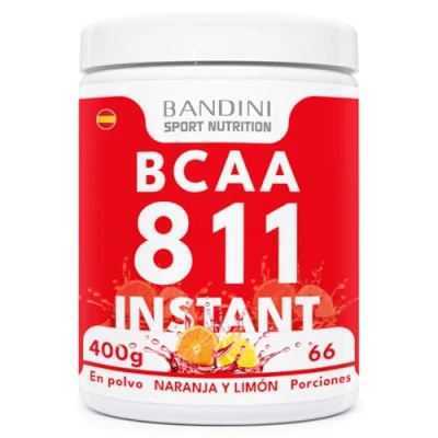 Imagen de Bandini® BCAA 8:1:1 en POLVO 400 gr Complemento Alimenticio de Aminoácidos Cadena Ramificada Proporción 8 1 Pre Intra y Post Entrenamiento 8.1.1 Vegano Sabor Naranja Limón