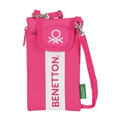 Imagen de Safta M695, Benetton Raspberry Portamóvil, Monedero Estándar, para Móvil, Cómodo y Versátil, Calidad Resistencia, 19x10 cm, Color Rosa Fucsia Unisex niños