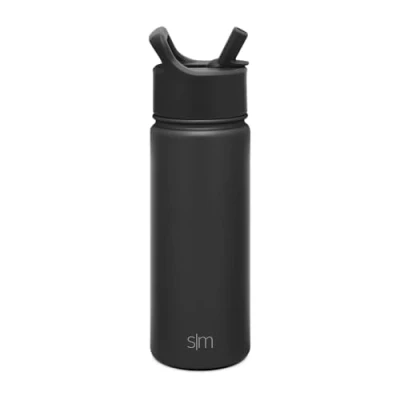 Imagen de Simple Modern Botella Agua Niños Acero Inoxidable con Pajita Térmica Aislada para Deportes Gimnasio Summit 530ml Midnight Black
