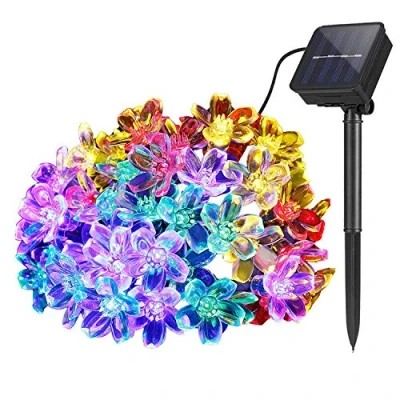 Imagen de DIWUJI Lámparas solares de Flor cadena Exterior Jardín, 7m 50 LED Impermeable Luces Hadas Decoración Festival Vistoso Luz para Partido Boda Patio Navidad (Multicolor)