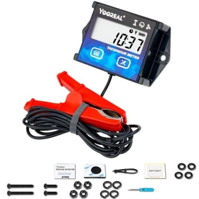 Imagen de YOOREAL tacómetro digital horario de mantenimiento máximo con clip retroiluminación cortadora césped impermeable generador motocicletas soplador nieve