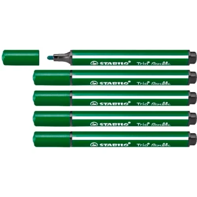 Imagen de STABILO Trio Scribbi Rotulador escolar ergonómico triangular con sistema de amortiguación en la punta Caja 5 unidades Color verde