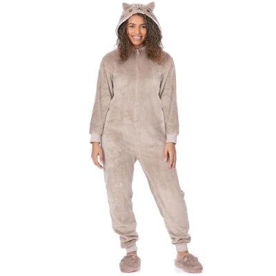 Imagen de Pusheen The Cat Onesie Mujer Pijama Swimty Brown All In One para Damas Gato de Dibujos Animados con Orejas 3D Tail Character Loungewear Merchandise Regalos