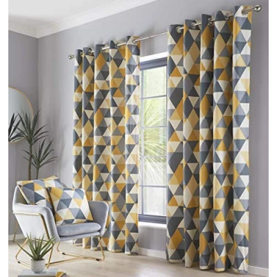 Imagen de Portfolio Home Dakota Par de Cortinas geométricas con Ojales en la Parte Superior 46 x 54 cm, poliéster, 117 137 cm