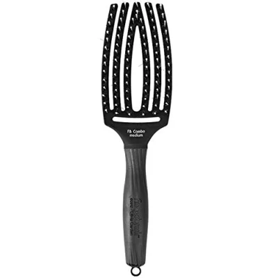 Imagen de Olivia Garden Fingerbrush Cuidado icónico con cerdas de Jabalí &amp; Nylon, Negro, Talla Media