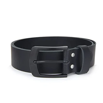Imagen de Frentree cinturón de piel fabricado en Alemania, 100% auténtica, 4 cm ancho, hebilla negra, para hombre, color negro, Negro , Bundweite 85cm = Gesamtlänge 100cm