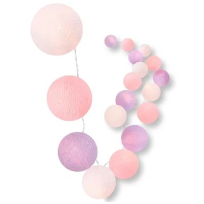 Imagen de CREATIVECOTTON Cadena de luces LED con bolas algodón, temporizador y regulador luz incluido (Primavera, 20 bolas)
