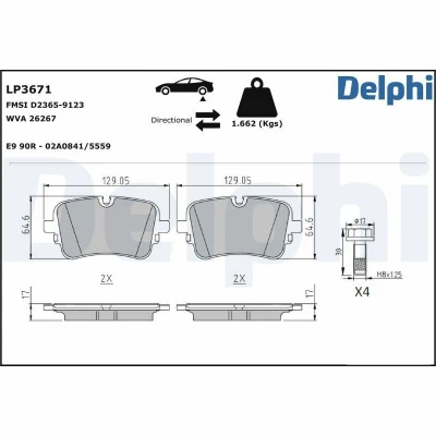 Imagen de DELPHI LP3671 Juego de pastillas freno preparado para indicador desgaste Chapa antichirridos con accesorios AUDI: Q7, Q8, A8