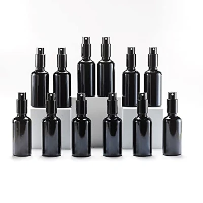 Imagen de YIZHAO Negro Bote Spray Pulverizador Cristal 50ml, Pequeño con Fina Niebla, para Aceite Esencial, Aromaterapia, Perfume,Limpieza, Viaje, Agua,Farmacia, Laboratorio 12Pcs