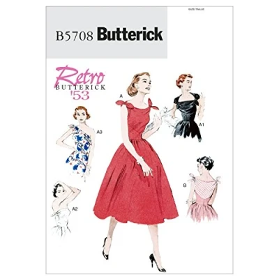Imagen de Butterick 5708 Patrón de Costura para Confeccionar Vestido Retro Mujer (5 Modelos Diferentes, Tallas 34 42) [en inglés y alemán]