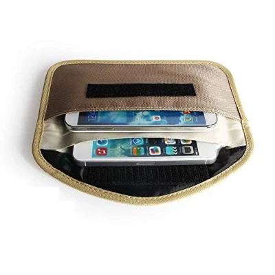 Imagen de Mengshen Grande Bolsa De Faraday, Bloqueo Señal WiFi/gsm/LTE/NFC/RF Adecuada para Teléfono Celular, Tarjetas Crédito, Llave del Automóvil, Llavero Entrada Sin Beige