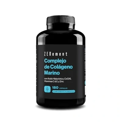 Imagen de Colágeno Marino Hidrolizado con Ácido Hialurónico, Coenzima Q10, Vitaminas C &amp; E y Zinc 180 cápsulas (3 meses) Suplemento Articulaciones, Piel Huesos Péptidos Alta Concentración Zenement
