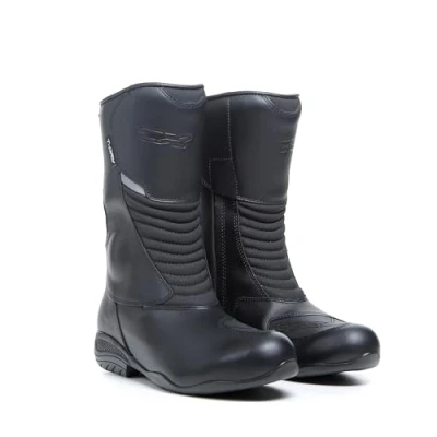 Imagen de TCX Lady Aura Plus Waterproof, bota de moto para mujer, turismo impermeable mujer con membrana T DRY, parte superior piel acabada, cremallera elástica y cierre velcro, negro